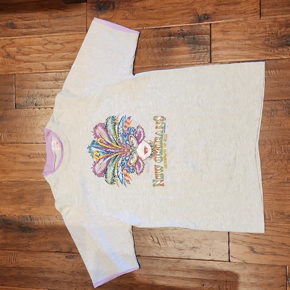 New Orleans Jazz Mardigras Feather Masquerade Lady T shirt XL - Picture 2 of 7